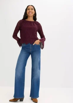 Spitzen-Bluse mit Volants|bonprix Clearance