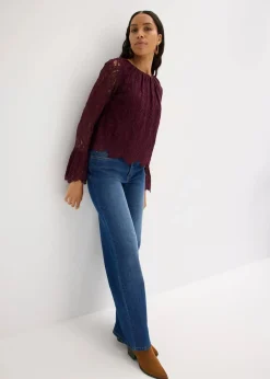 Spitzen-Bluse mit Volants|bonprix Clearance