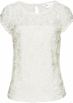 bonprix Bekleidung·Jacken & Mäntel|Blusen & Tuniken|Spitzen-Blusenshirt wollweiß