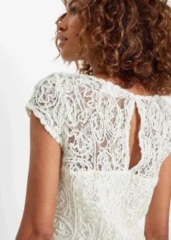 bonprix Bekleidung·Jacken & Mäntel|Blusen & Tuniken|Spitzen-Blusenshirt wollweiß