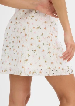 bonprix Kleider|Spitzenkleid mit Blumenprint weiß geblümt