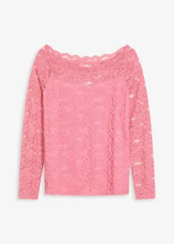 bonprix Shirts & Tops|Spitzen-Langarmshirt mattpink