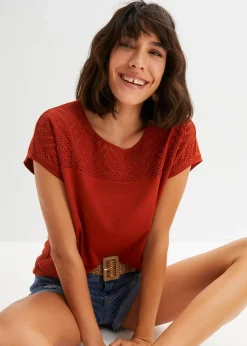 Spitzenshirt aus softer Viskose|bonprix