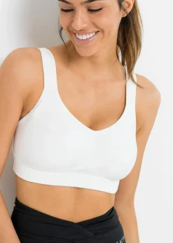 bonprix Große Cups D-H|Sportbekleidung|Sport BH mit mittlerem Halt (2er Pack) anthrazit + weiß