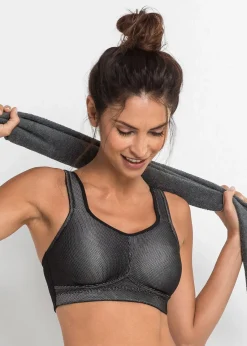 bonprix Große Cups D-H|Sportbekleidung|Sport BH mit starkem Halt schwarz