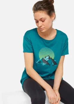 bonprix Bekleidung·Jumpsuits|Bekleidung·Sweat|Sport-Shirt, schnelltrocknend, 2er-Pack meerestürkis+schwarz bedruckt