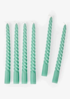 bonprix Weihnachtsdeko & -Textilien·Kerzen & Kerzenhalter|Weihnachtsdeko & -Textilien·Beleuchtung|Stabkerzen in gedrehter Form (6er Pack) hellgrün