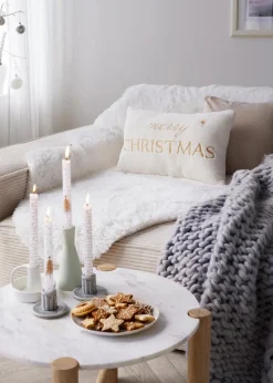 bonprix Kerzenhalter|Wohnaccessoires|Stabkerzen mit Weihnachtsmotiv (4er Pack) weiß/goldfarben