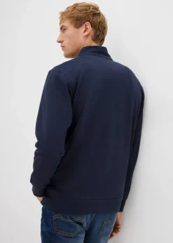 Stehkragen-Sweatjacke mit Lederimitat-Details|bonprix Discount