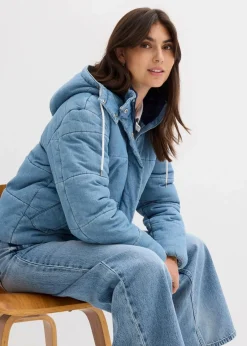 bonprix Bekleidung·Hosen|Jacken & Mäntel|Steppjacke aus Denim eisblau denim