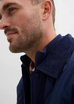 bonprix Große Größen|Jacken & Mäntel|Steppjacke mit Cordkragen dunkelblau