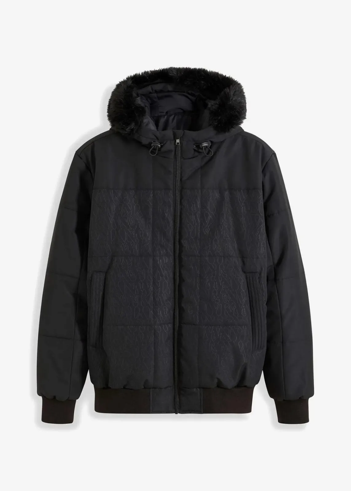 bonprix Große Größen|Jacken & Mäntel|Steppjacke mit Fellkapuze in Blousonform schwarz