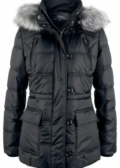 bonprix Bekleidung·Hosen|Jacken & Mäntel|Steppjacke mit Kapuze schwarz