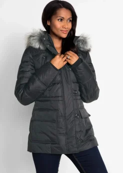 bonprix Bekleidung·Hosen|Jacken & Mäntel|Steppjacke mit Kapuze schwarz