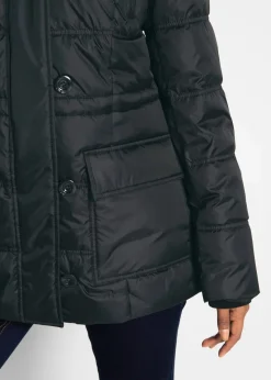 bonprix Bekleidung·Hosen|Jacken & Mäntel|Steppjacke mit Kapuze schwarz