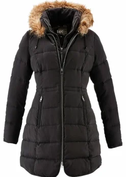 bonprix Bekleidung·Hosen|Jacken & Mäntel|Steppjacke mit Kapuze, gefüttert schwarz