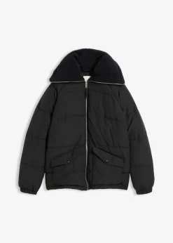 bonprix Bekleidung·Hosen|Jacken & Mäntel|Steppjacke mit Teddykragen schwarz