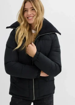 bonprix Bekleidung·Hosen|Jacken & Mäntel|Steppjacke mit Teddykragen schwarz
