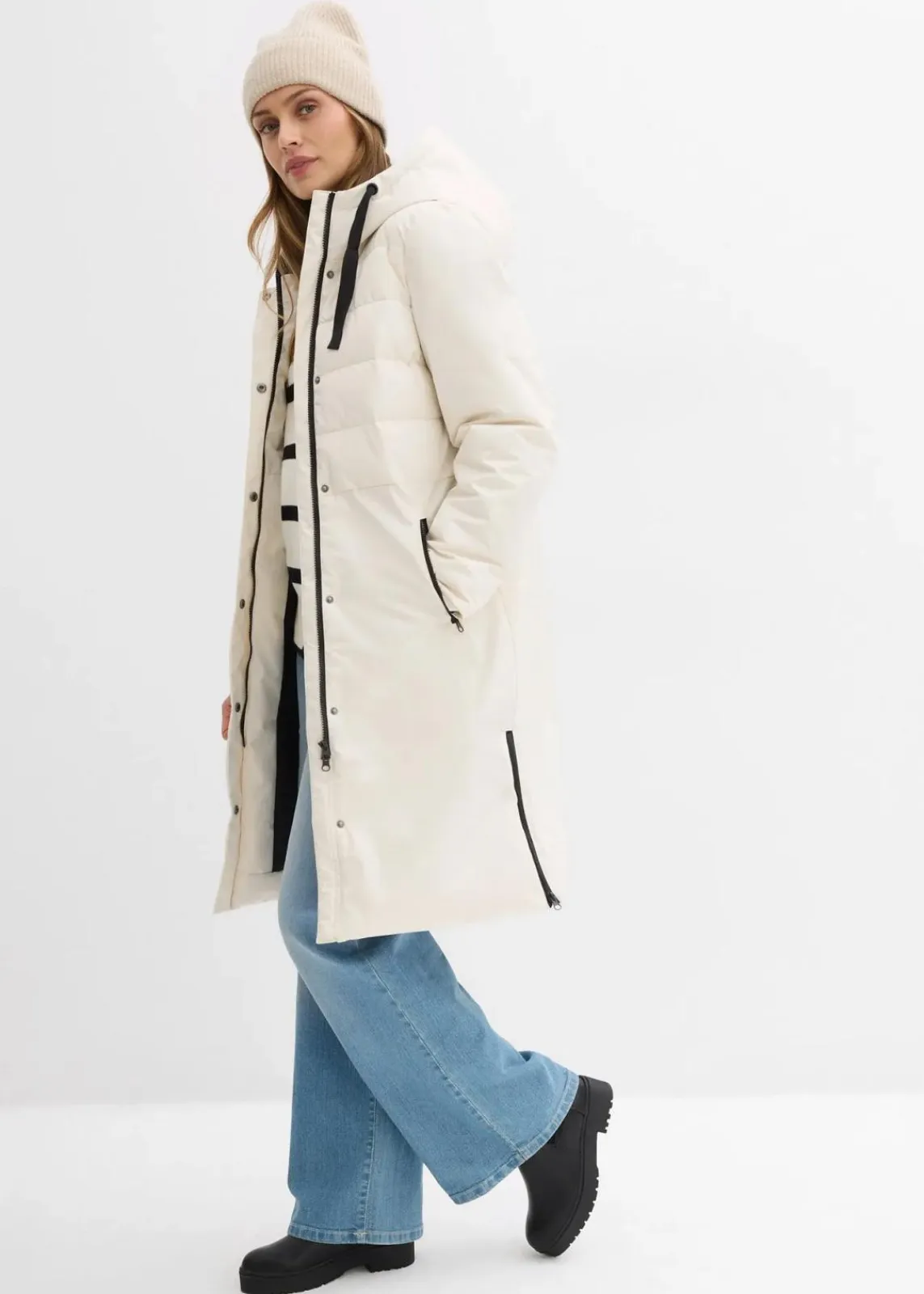 bonprix Jacken & Mäntel|Bekleidung·Hosen|Steppmantel naturbeige