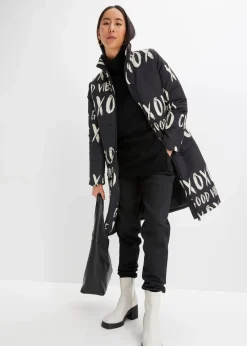 bonprix Bekleidung·Hosen|Jacken & Mäntel|Steppmantel bedruckt schwarz/natur bedruckt