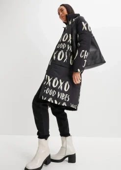 bonprix Bekleidung·Hosen|Jacken & Mäntel|Steppmantel bedruckt schwarz/natur bedruckt