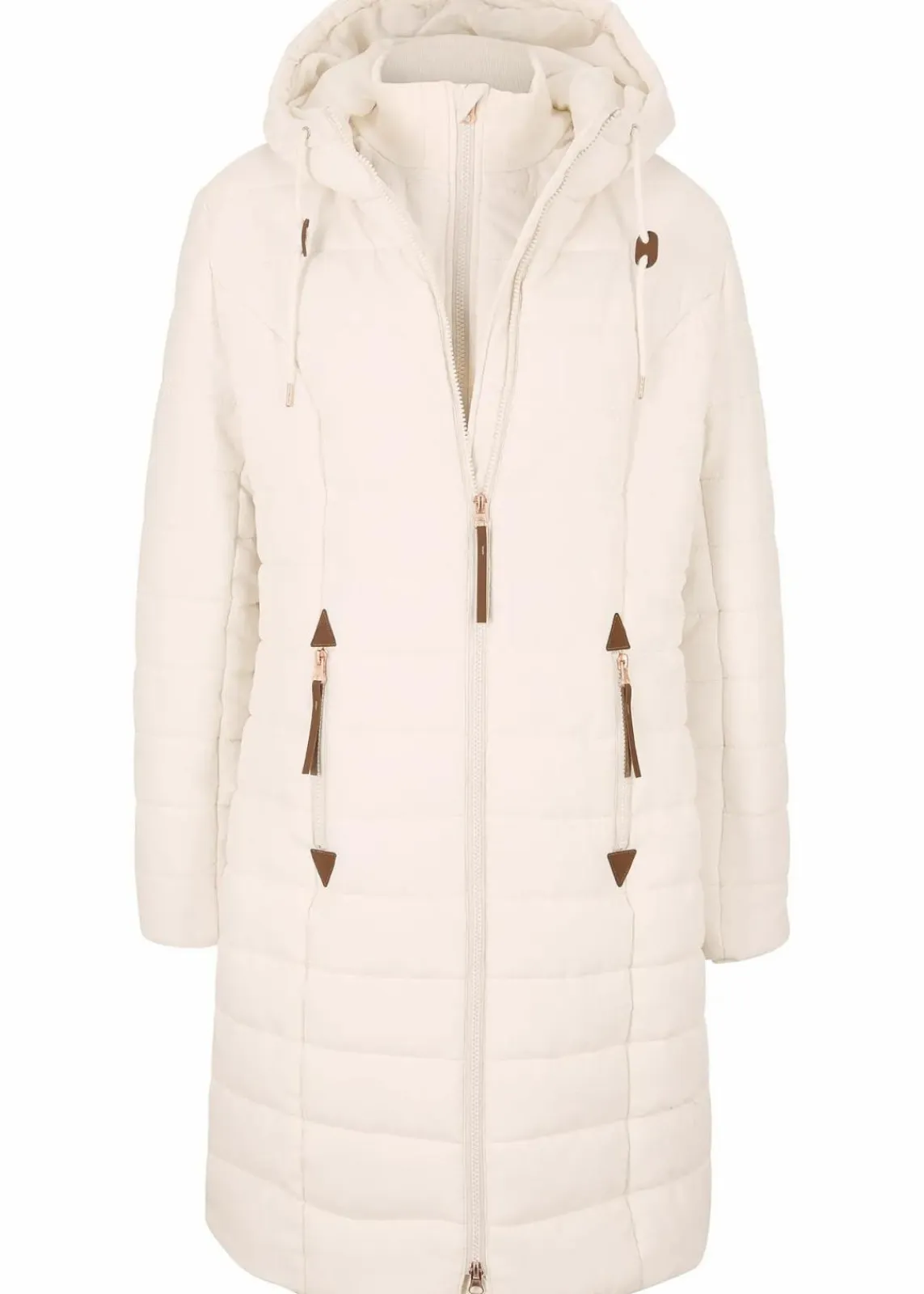 bonprix Jacken & Mäntel|Bekleidung·Hosen|Steppmantel, 2-in-1 Optik naturbeige