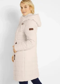 bonprix Jacken & Mäntel|Bekleidung·Hosen|Steppmantel, 2-in-1 Optik naturbeige