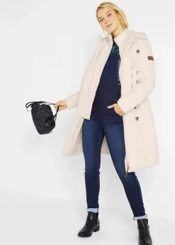 bonprix Jacken & Mäntel|Bekleidung·Hosen|Steppmantel, 2-in-1 Optik naturbeige