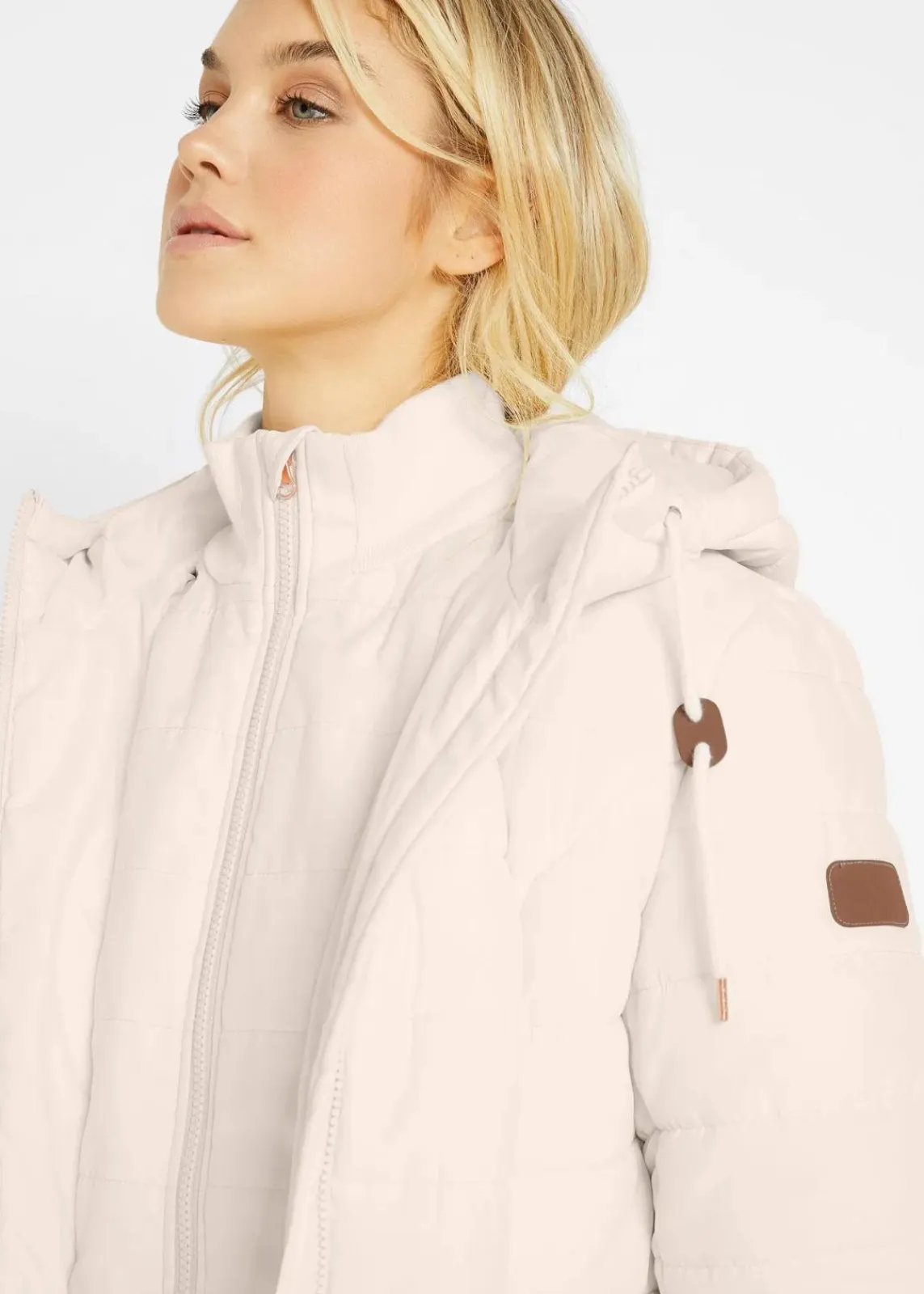 bonprix Jacken & Mäntel|Bekleidung·Hosen|Steppmantel, 2-in-1 Optik naturbeige