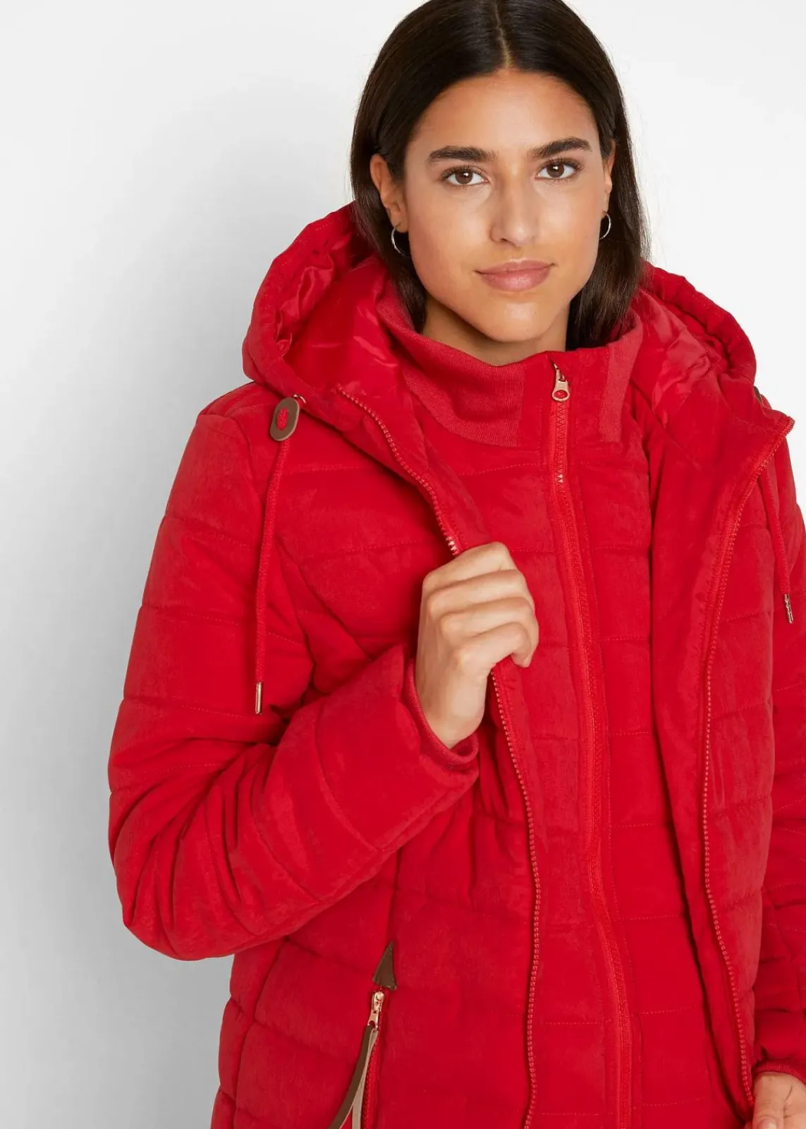 bonprix Bekleidung·Hosen|Jacken & Mäntel|Steppmantel, 2-in-1 Optik tiefrot