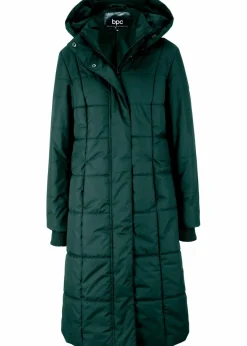 bonprix Bekleidung·Hosen|Jacken & Mäntel|Steppmantel mit abnehmbarer Kapuze tiefgrün