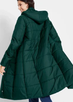 bonprix Bekleidung·Hosen|Jacken & Mäntel|Steppmantel mit abnehmbarer Kapuze tiefgrün