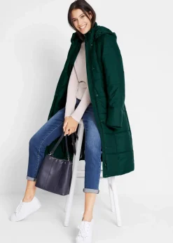 bonprix Bekleidung·Hosen|Jacken & Mäntel|Steppmantel mit abnehmbarer Kapuze tiefgrün