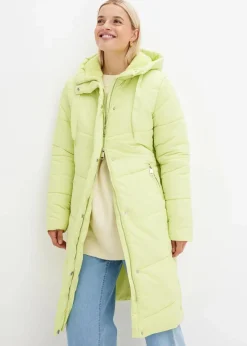 bonprix Bekleidung·Hosen|Nachhaltigere Materialien|Steppmantel mit Teddyfutter in der Kapuze mintgrün