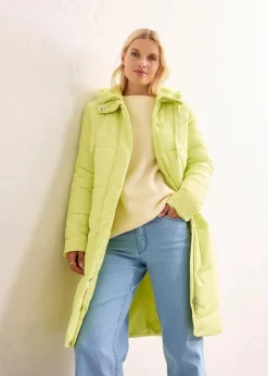 bonprix Bekleidung·Hosen|Nachhaltigere Materialien|Steppmantel mit Teddyfutter in der Kapuze mintgrün