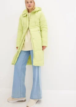bonprix Bekleidung·Hosen|Nachhaltigere Materialien|Steppmantel mit Teddyfutter in der Kapuze mintgrün