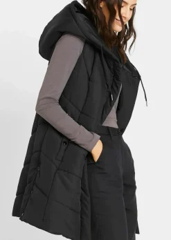 bonprix Bekleidung·Hosen|Nachhaltigere Materialien|Steppweste aus recyceltem Polyester schwarz