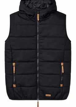 Steppweste mit Kapuze und Lederimitat-Details|bonprix Clearance