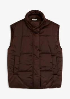 bonprix Bekleidung·Hosen|Jacken & Mäntel|Steppweste mit leichtem Glanz dunkelbraun