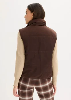 bonprix Bekleidung·Hosen|Jacken & Mäntel|Steppweste mit leichtem Glanz dunkelbraun