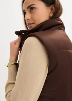 bonprix Bekleidung·Hosen|Jacken & Mäntel|Steppweste mit leichtem Glanz dunkelbraun