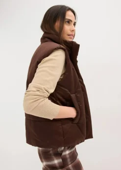bonprix Bekleidung·Hosen|Jacken & Mäntel|Steppweste mit leichtem Glanz dunkelbraun