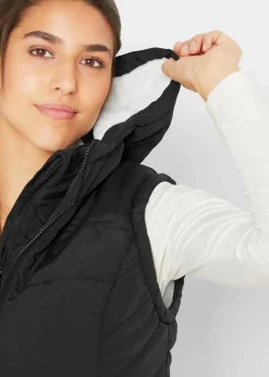 bonprix Bekleidung·Hosen|Jacken & Mäntel|Steppweste mit Teddyfutter schwarz