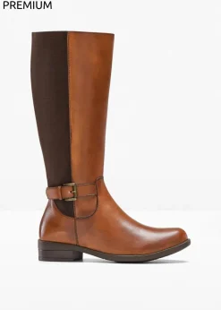 bonprix Stiefel|Schuhe & Accessoires In Spezialgrößen·Elastischer Schaft|Stiefel aus Leder cognac