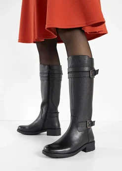 bonprix Stiefel|Schuhe & Accessoires In Spezialgrößen·Schuhe In Übergröße|Stiefel aus Leder schwarz