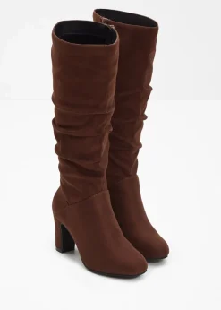 bonprix Stiefel|Stiefel mit Raffung kaffeebraun