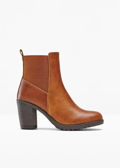 bonprix Stiefeletten|Schuhe & Accessoires In Spezialgrößen·Elastischer Schaft|Stiefeletten cognac
