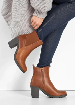 bonprix Stiefeletten|Schuhe & Accessoires In Spezialgrößen·Elastischer Schaft|Stiefeletten cognac