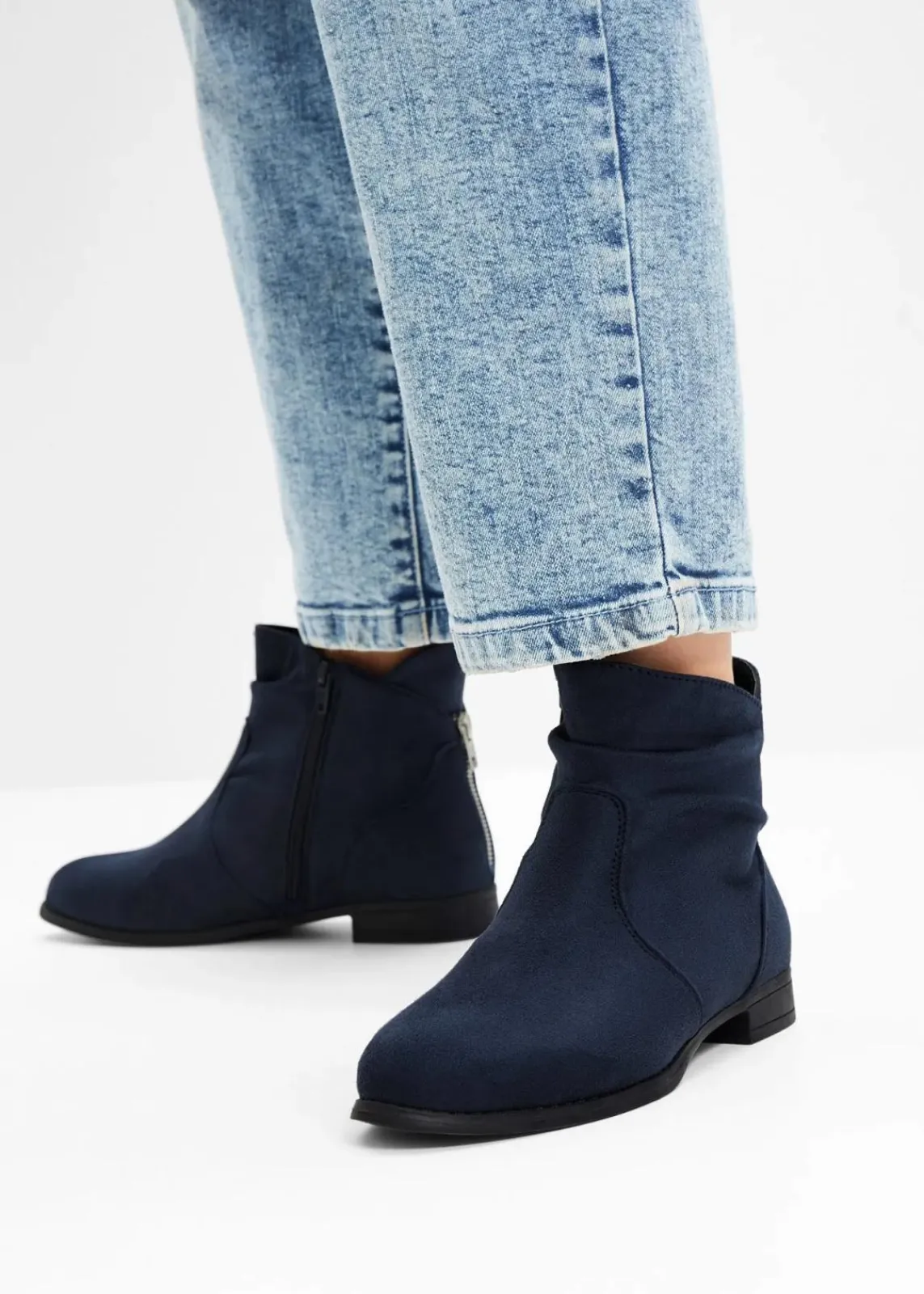 bonprix Schuhe & Accessoires In Spezialgrößen·Schuhe In Übergröße|Stiefeletten|Stiefeletten mit Raffung dunkelblau