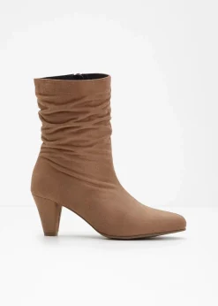 bonprix Stiefeletten|Stiefeletten mit Raffung hellbraun